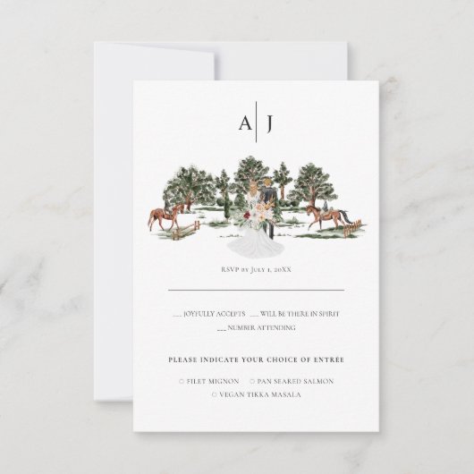 Monogram | Waterverf RSVP Aankondiging (Voorkant)