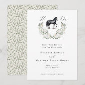 Monogram Waterverf Ruitersport Elegante bruiloft Save The Date (Voorkant / Achterkant)