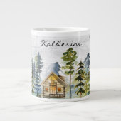 Monogram Waterverf Rustic Forest Mountain Cabin Grote Koffiekop (Voorkant)
