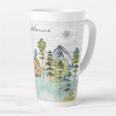 Monogram Waterverf Rustic Forest Mountain Cabin Latte Mok (Rechterhoek)