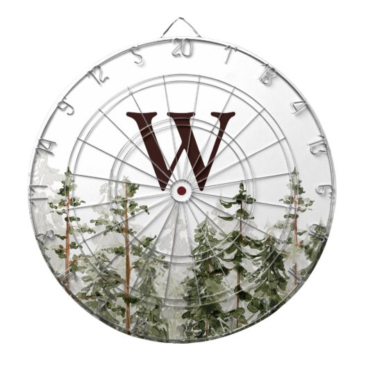 Monogram Waterverf Rustic Green Forest Dartbord (Voorkant)