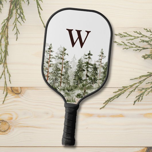Monogram Waterverf Rustic Green Forest Pickleball Paddle