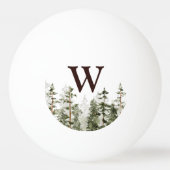Monogram Waterverf Rustic Green Forest Pingpongbal (Voorkant)