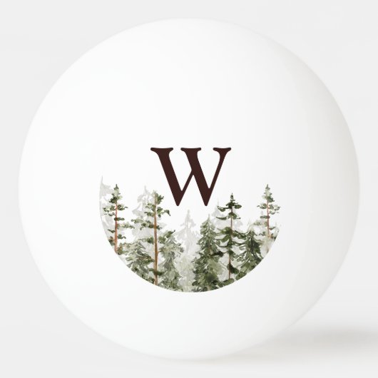 Monogram Waterverf Rustic Green Forest Pingpongbal (Voorkant)