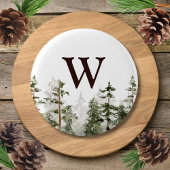 Monogram Waterverf Rustic Green Forest Ronde Button 3,2 Cm