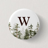 Monogram Waterverf Rustic Green Forest Ronde Button 3,2 Cm (Voorkant)