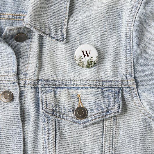 Monogram Waterverf Rustic Green Forest Ronde Button 3,2 Cm (In situ)