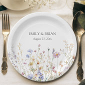 Monogram Waterverf Rustiek Wildflower Field Papieren Bordje