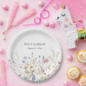 Monogram Waterverf Rustiek Wildflower Field Papieren Bordje (Feest)