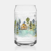Monogram Waterverf Rustieke Berghut Bos Blikvorm Glas (Achterkant)
