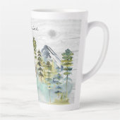 Monogram Waterverf Rustieke Bos Berghut Latte Mok (Rechts)