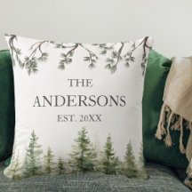 Monogram Waterverf Rustieke Dennenbomen en Takken