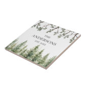 Monogram Waterverf Rustieke Dennenbomen en Takken Tegeltje (Zijkant)