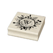 Monogram Waterverf Rustieke Houten Plak en Bladerw Rubberstempel (Stempel)