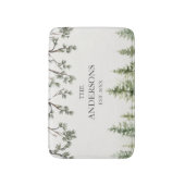 Monogram Waterverf Rustieke Pijnbomen en Takken Badmat (Voorkant Verticaal)