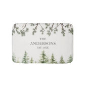 Monogram Waterverf Rustieke Pijnbomen en Takken Badmat (Voorkant)