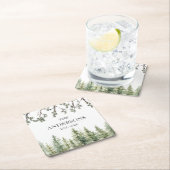 Monogram Waterverf Rustieke Pijnbomen en Takken Kartonnen Onderzetters (Insitu)