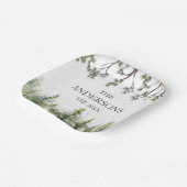 Monogram Waterverf Rustieke Pijnbomen en Takken Papieren Bordje (Gebogen)