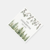 Monogram Waterverf Rustieke Pijnbomen en Takken Servet (Hoek)
