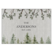 Monogram Waterverf Rustieke Pijnbomen en Takken Snijplank (Voorkant)