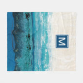 Monogram | Waterverf Sapphire Blue Fleece Deken (Voorkant (Horizontaal))