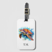 Monogram Waterverf schildpad Bagagelabel (Voorkant (verticaal))