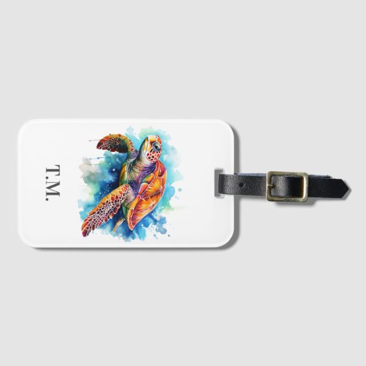 Monogram Waterverf schildpad Bagagelabel (Voorkant (horizontaal))