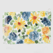 Monogram Waterverf Spring Flowers Golfhanddoek (Horizontaal)
