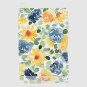 Monogram Waterverf Spring Flowers Golfhanddoek (Voorkant)