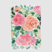 Monogram Waterverf Spring Flowers Golfhanddoek (Voorkant)
