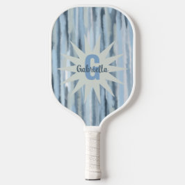 Monogram waterverf strepen blauw marinegrijs patro pickleball paddle