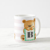 Monogram Waterverf Teddy Bear Gepersonaliseerde Mo Koffiemok (Voorkant rechts)