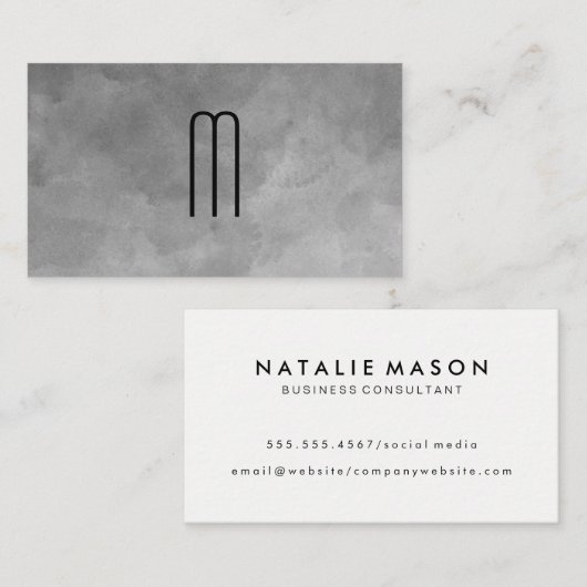 Monogram Waterverf textuur Visitekaartje (Voorkant / Achterkant)