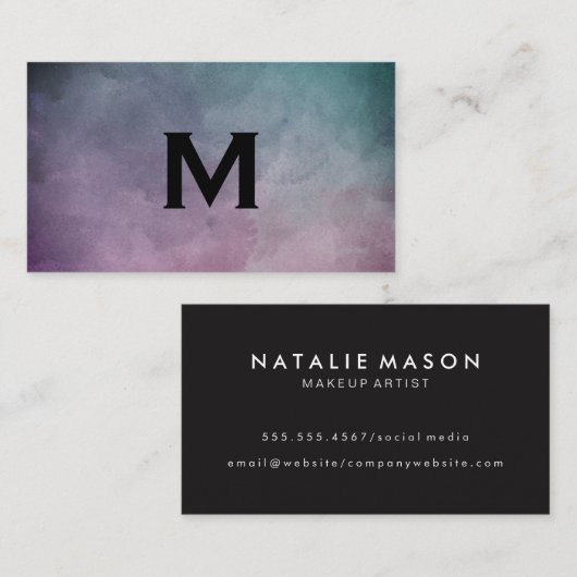 Monogram Waterverf textuur Visitekaartje (Voorkant / Achterkant)