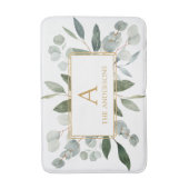 Monogram Waterverf Tropisch Groen Witte Bladeren Badmat (Voorkant Verticaal)