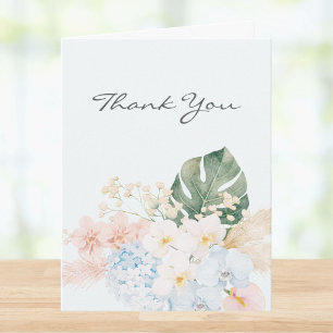 Monogram Waterverf Tropische Bloemen Boeket Bloemi Bedankkaart