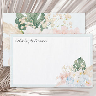 Monogram Waterverf Tropische Bloemen Boeket Bloemi Briefpapier