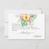 Monogram Waterverf Tropische bloemen Bouw Dank Bedankkaart (Achterkant)