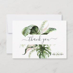Monogram Waterverf Tropische Foliage Hartelijk dan Bedankkaart