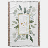 Monogram Waterverf Tropische Groene Bladeren Deken (Voorkant Verticaal)