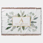 Monogram Waterverf Tropische Groene Bladeren Deken (Voorkant)
