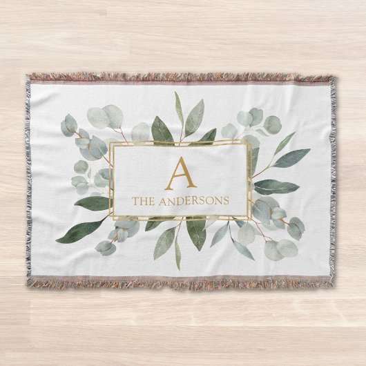 Monogram Waterverf Tropische Groene Bladeren Deken