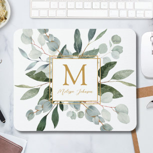 Monogram Waterverf Tropische Groene Bladeren Muismat