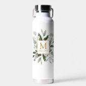 Monogram Waterverf Tropische Groene Bladeren Waterfles (Voorkant)
