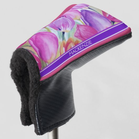 Monogram Waterverf tulpen Golfheadcover (3/4 voorkant)