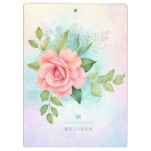 Monogram Waterverf Turquoise Ombre Pink Rose Klembord (Achterkant)