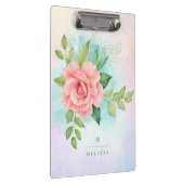 Monogram Waterverf Turquoise Ombre Pink Rose Klembord (Rechts)