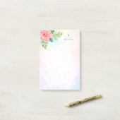 Monogram Waterverf Turquoise Ombre Pink Rose Post-it® Notes (Op bureau)