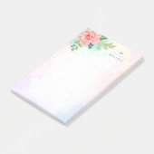 Monogram Waterverf Turquoise Ombre Pink Rose Post-it® Notes (Schuin)