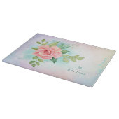Monogram Waterverf Turquoise Ombre Pink Rose Snijplank (Hoek)